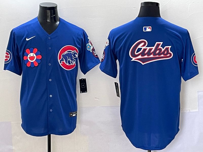 Men Chicago Cubs Blank Blue Flower Edition 2025 Nike MLB Jersey style 3
